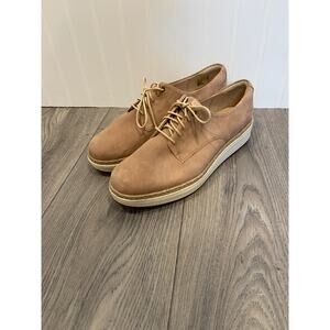 Clarks Womens Teadale Rhea Oxford Size 10 Sand Tan Suede Platform Lace Up NEW